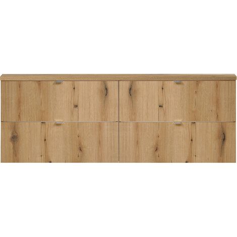 Mobile Sottolavabo Doppio NEWPORT da Parete a 4 Cassetti 160x60x40 cm - Effetto Rovere [en.casa]