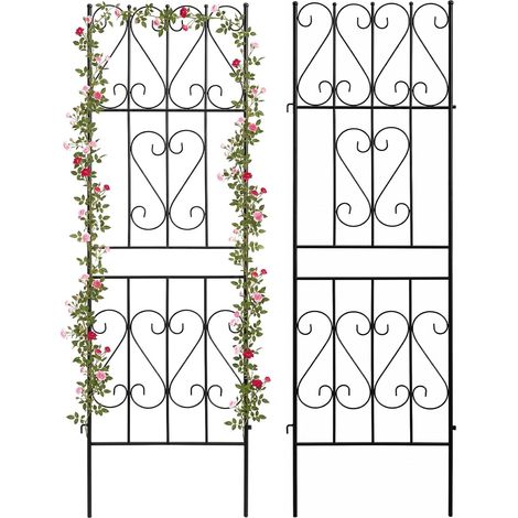 Treillis de Jardin en Métal Lot de 2, 180 cm H x 50 cm L, support de plantes en métal inoxydable, treillis de fleurs végétales en fer robuste pour roses, concombres (1/5)