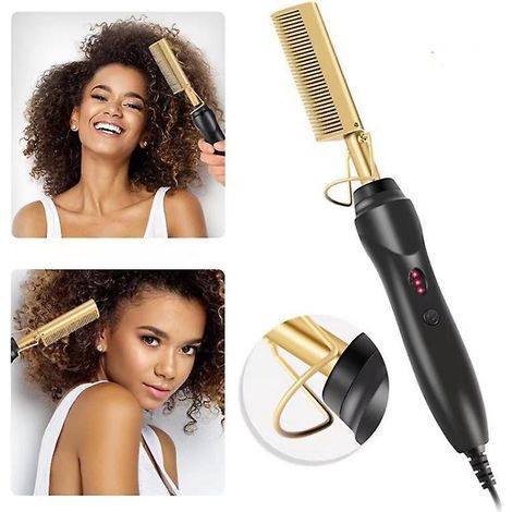 peigne Chauffant,elektrischer Heizkamm,peigne Cheveux Peigne Lissant Peigne Chauffant Peigne Lisseur, 3 Rglages De Temprature,lisseur De Portable (1/5)
