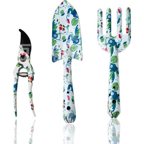 Attrezzi da giardino, set di 3 attrezzi da giardinaggio, regalo ideale per donne e appassionati di giardinaggio, per piante in vaso