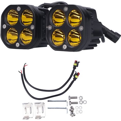 Phare antibrouillard de 3 pouces, projecteur LED jaune 40 W 6000 K, type universel 10 V/30 V, convient aux véhicules tout-terrain, UTV et motos. (1/5)