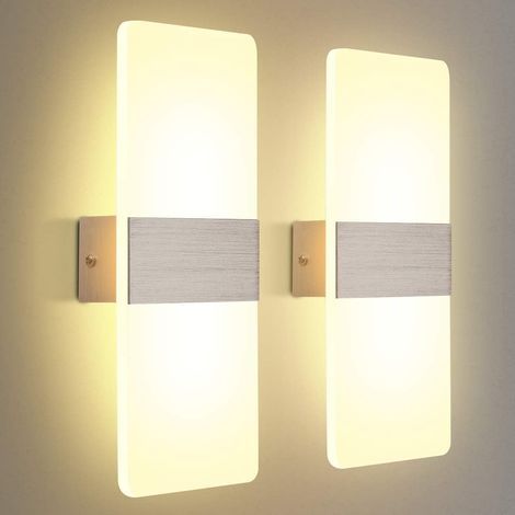 2er-Pack LED-Wandleuchte für den Innenbereich, 6 W, warmweiß, 3000 K, Acryl-Wandleuchte (1/5)