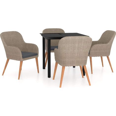 Maison Exclusive - Set da Pranzo da Giardino 5 pz con Cuscini Marrone (1/5)