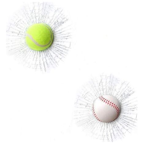2pcs 3D Cracked Glass Stickers Baseball Broken Stickers Funny Car Tennis Ball Prank Stuff Stickers (1/5)