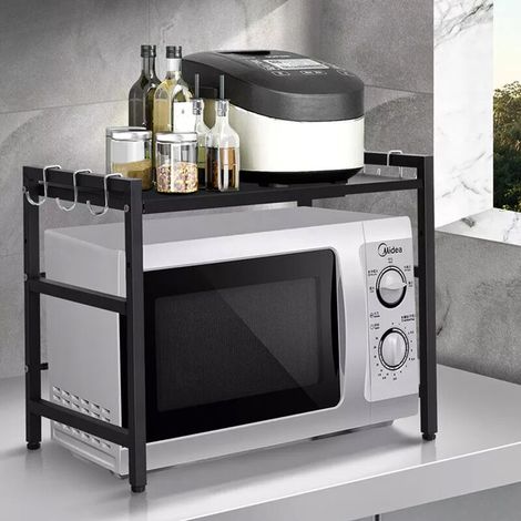 Étagère Extensible à 2 Niveaux Four à Micro Ondes ®,pour accrocher Vos ustensiles de Cuisine,noir (1/5)