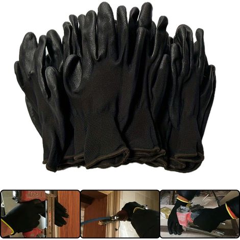 paires de gants travail sécurité avec revêtement adhérent gant tricoté sans couture léger unisexe L 12 1 PU (1/5)
