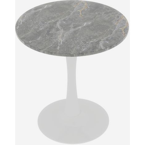 Mesa de centro redonda 70 x 70 x 72 cm mármol artificial blanco y gris (1/5)