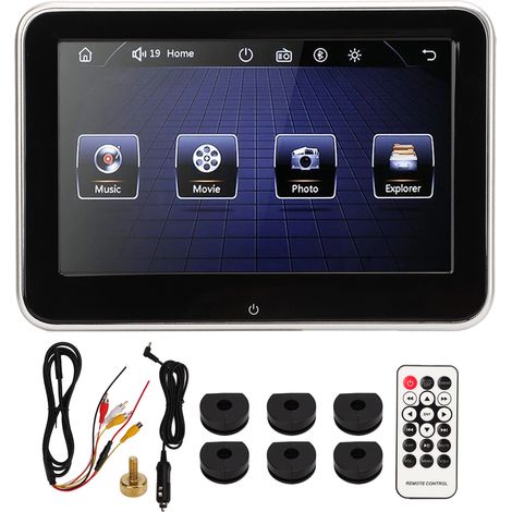 Monitor per poggiatesta auto, touchscreen IPS da 8 pollici, lettore MP5, sistema di intrattenimento per i sedili posteriori, alimentazione a 12V CC. (1/4)