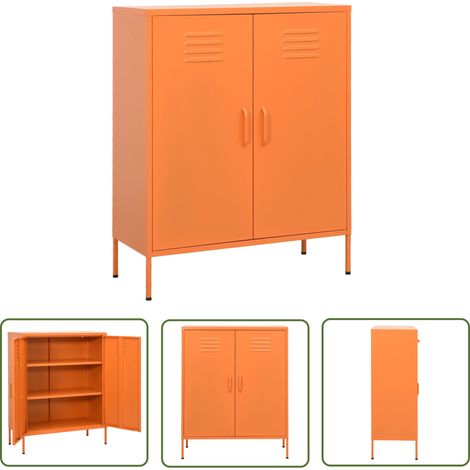 The Living Store Lagerschrank Orange 80x35x101,5 cm Stahl - Lagerschrank - Stauraum - Garderobe - Wohnraumorganisation - Metallregal (1/5)