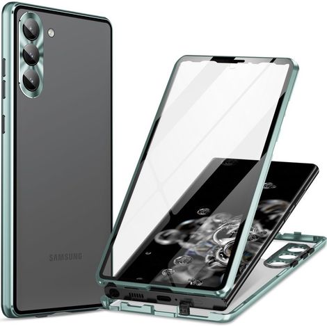 Custodia per Samsung Galaxy S23, con doppio vetro magnetico, verde (1/5)