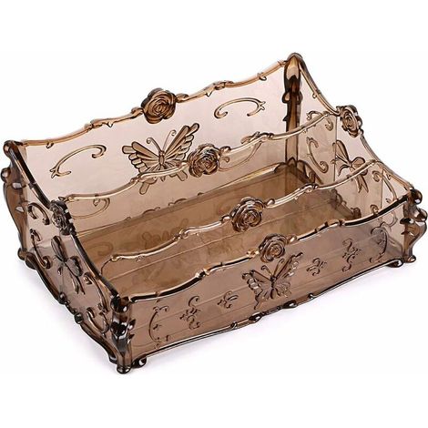 royaluxe - 3 fentes bureau maquillage organisateur cosmétiques stockage support papillon support pour commode et salle de bain (marron) (1/5)