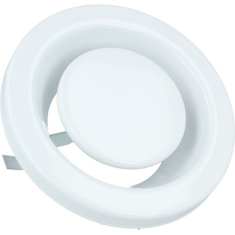 Abluftventil Stahl Weiss Zuluft Abluft mit Einbaurahmen verstellbar 80mm (1/5)