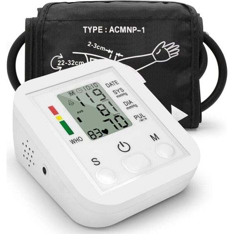 Tragbares elektronisches Blutdruckmessgerät für den Heimgebrauch mit Manschette, Blutdruckmessgerät mit LCD-Bildschirm, präzise Messung