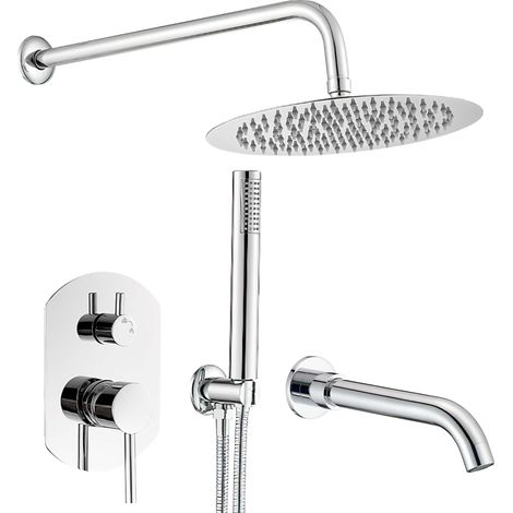 Ensemble de douche encastré monocommande ROMA chromé rond Ø 30cm (1/5)