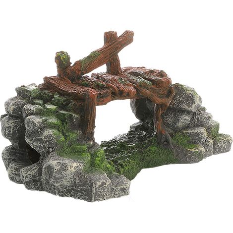 1 pont suspendu en arc pour aquarium, décoration rocheuse, résine non toxique, dimensions variées, abri pour poissons (1/5)