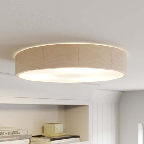 [NEUWERTIG] B-Ware Envostar Deckenlampe Leuchte Kerio LED dimmbar Holz Glas weiß Ø47cm 8cm hoch (1/2)