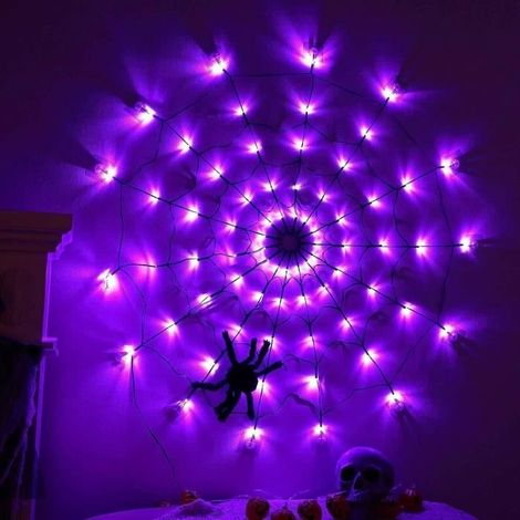 Lumières d'Halloween - KAKOO - Toile d'araignée - 1,2m - 80 LED - 8 Modes (1/4)