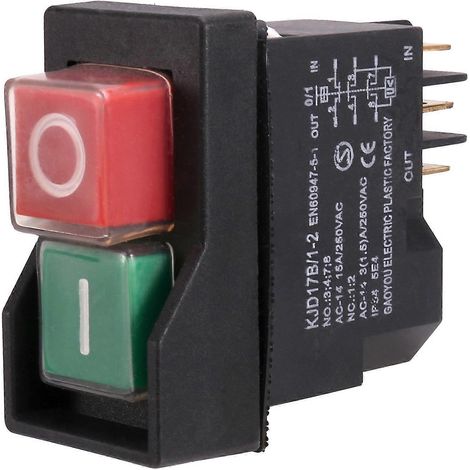 Interrupteur d'arrêt d'urgence - Interrupteur de sécurité étanche KJD17 - Interrupteur électromagnétique de protection moteur 6 broches 250 V 16 A (1/5)