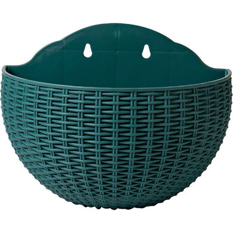 Panier mural semi-circulaire en rotin synthétique sans perçage, pot de fleurs hydroponique pour balcon (1/5)