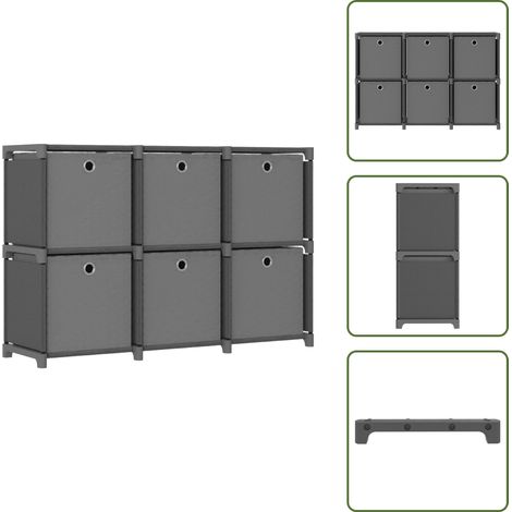 Decorazioni domestiche - vidaXL Mensola con 6 Scatole a Cubo Grigia 103x30x72,5 cm in Tessuto - Organizzazione casa