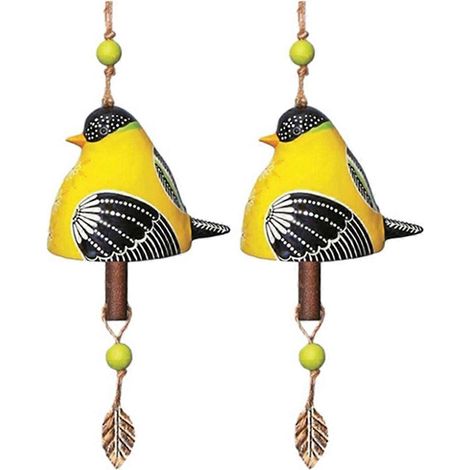Vogelgesangsglocke, Hängendes Windspiel, Windspielständer Gelb--