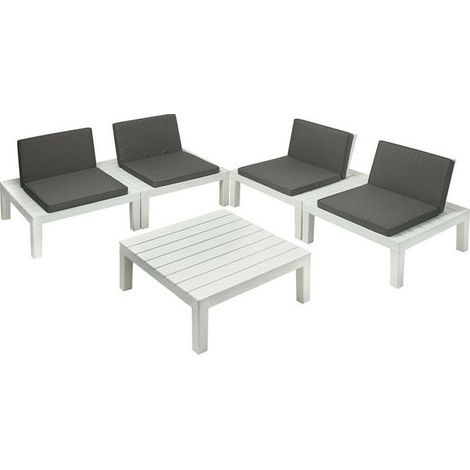 Conjunto de sala de estar Api Blanco/Antracita Pz 4 Progarden