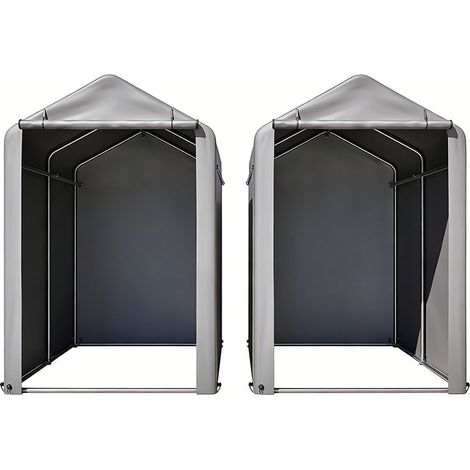 2er-Set  fahrradgarage 187x100x160 cm Schwarzes Stahlgestell pulverbeschichtet wetterfestes Zelt mit PE-Plane dunkelgrau für Fahrrad & Gartengeräte – ideal für Balkon, Terrasse & Hof