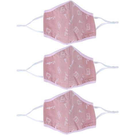 3-teiliges Set waschbarer Staubmasken für Kinder, rosa Muster, atmungsaktiver Baumwollstoff (1/5)