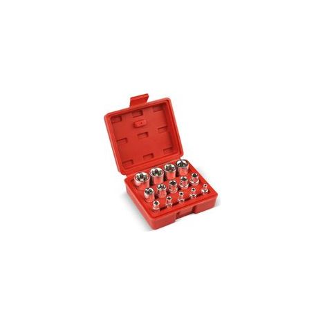 Lot de 14 douilles de qualité supérieure - Kit de douilles Torx externes professionnelles - Étui de rangement inclus - Jeu de douilles Torx extérieures - E4 - E24