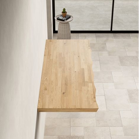 Meuble salle bain 120 cm bois massif naturel HAVRYA (1/5)