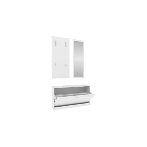 Ensemble d'armoires à chaussures 3-en-1 Blanc Bois d'ingénierie (1/5)