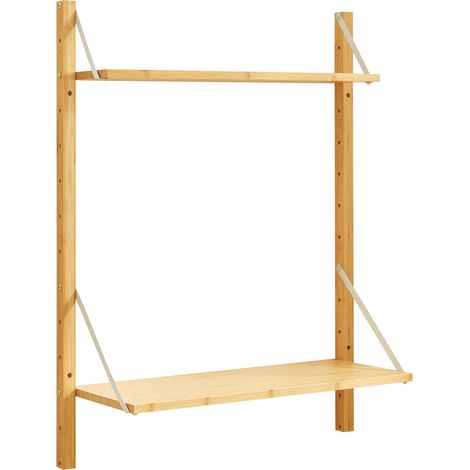 Scaffale dal design senza tempo per soggiorno/camera da letto mobiletto portaoggetti da parete 85 x 65 x 25 cm bambù naturale 030011296