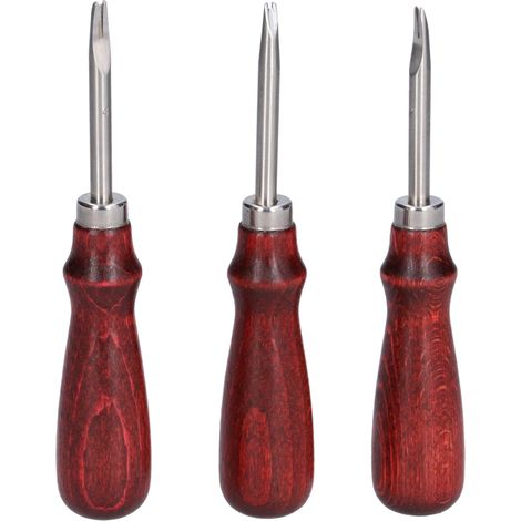 Kit de corte profesional de 3 piezas, mango de madera, ideal para cuero.