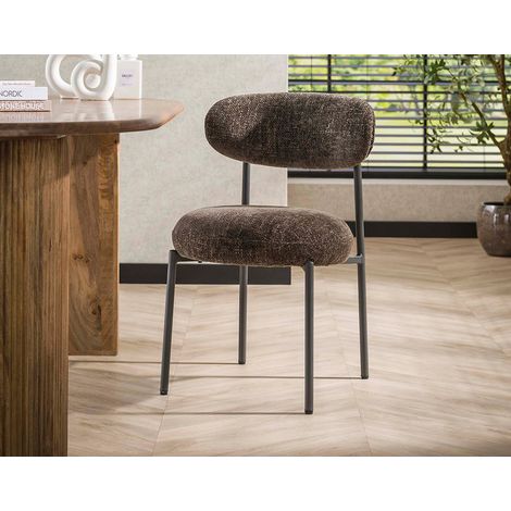 Adelia - lot de 2 chaises - pieds en métal - en tissu texturé - marron (1/5)