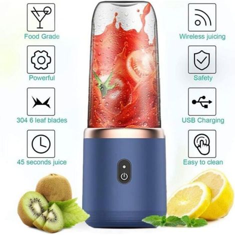 Mini frullatore portatile USB per smoothie, 2 bottiglie da 400 ml, senza BPA - ALTRO (1/4)