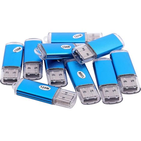 10 clés USB 2.0, 128 Mo chacune, bleues (1/5)