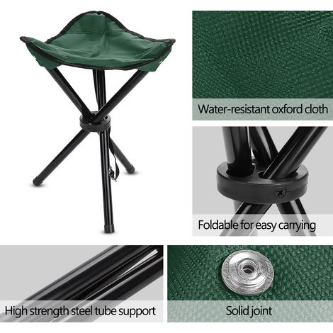 Chaise trépied pliante portable pour camping, randonnée, pêche, pique-nique, barbecue et voyages (Vert L) (1/5)