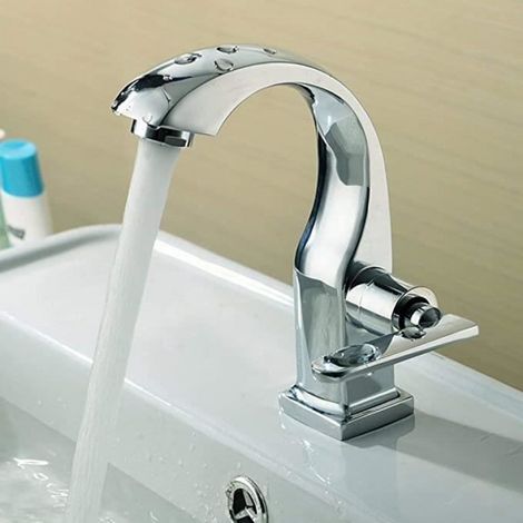 Robinet de lavabo à levier unique pour salle de bain, buanderie, WC avec tuyaux de raccordement (1/4)