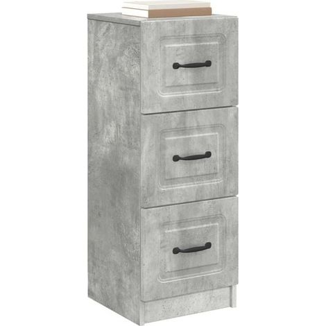Meuble de Rangement 3 Tiroirs en Béton Gris, Commode Moderne 33 x 34,5 x 87 cm pour Salon, Chambre ou Entrée (1/5)