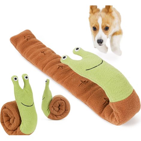 Jouet à mâcher pour chien, anneau de dentition pour chiot, couineur confortable, motif escargot vert et marron (1/4)