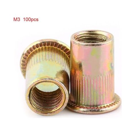 QORVA- Écrou à riveter fileté plat en acier au carbone M3-M12 (M3 x 100 pièces)