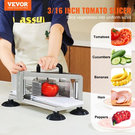 Coupe-tomates Commerciale, Trancheuse à Tomates de 4,8 mm, Trancheur pour Tomates Robuste en Acier Inoxydable, avec Pieds Antidérap… (1/5)