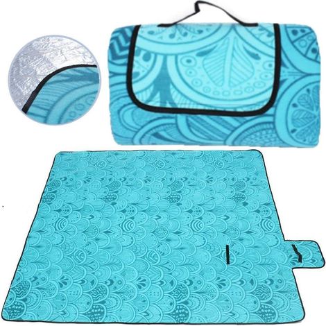 couverture Tapis De Pique-nique(paon Bleu) 200 X 200 Cm, Tanche, Pliable, Pour Camping, Plage, Jardin, Avec Poigne, Couverture Pour Pique-nique Av