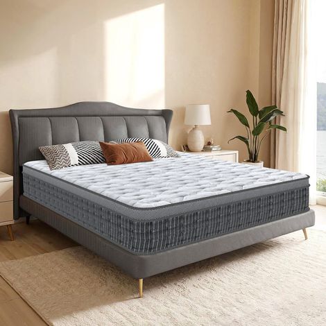 Matelas 160x200 cm - Ép 25 cm - Ressorts ensachés - Mousse mémoire de forme HR - Confort Ferme - Soutien Parfait