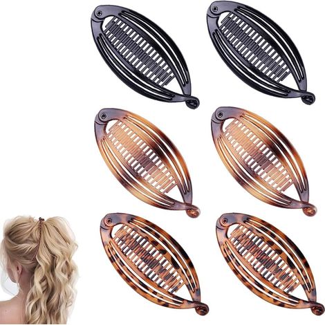 6 Pièces Queue de Poisson Clip pour Femmes Classique Pinces à Cheveux Longs Banane Française Peigne à Cheveux Porte-Queue de Cheval pour le Sport la vie (1/5)