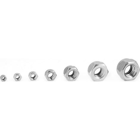 Lotto di 175 dadi esagonali – M3/M4/M5/M6/M8/M10/M12 – acciaio inossidabile – viti assortite