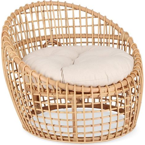 Poltrona Camaleonte con struttura in rattan e cuscino (1/4)