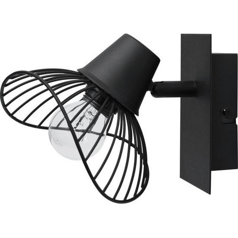 Spot patère, industriel, métal noir E14 max 40 W, SEYNAVE KASTELI (1/2)