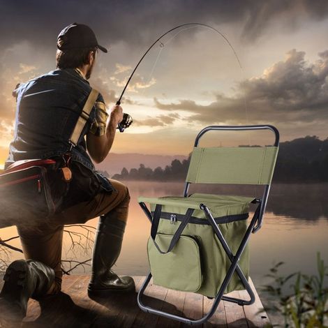 Chaise pliable extérieure avec sac isotherme double couche, siège de camping portable pour randonnée, pique-nique et pêche (1/5)