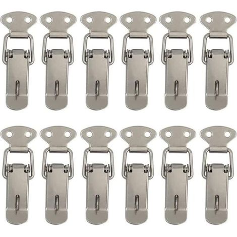 Fermeture à levier pour capot – Lot de 12 pièces en acier avec ressort, système bascule pour armoires, coffres à outils et portes (1/4)